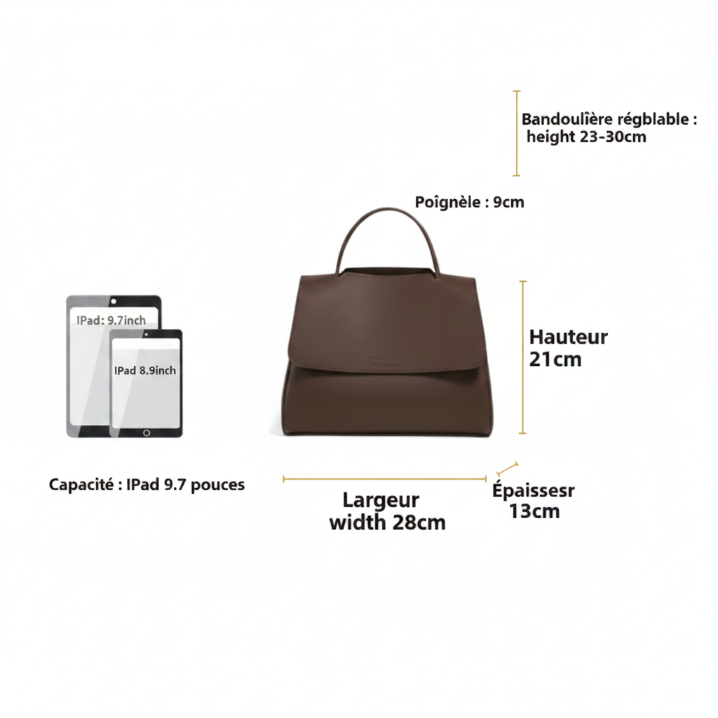 Dimensions Sac Bandoulière Cuir – Zana West