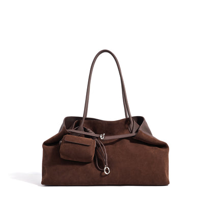 Sac cabas femme en cuir nubuck véritable – porté épaule