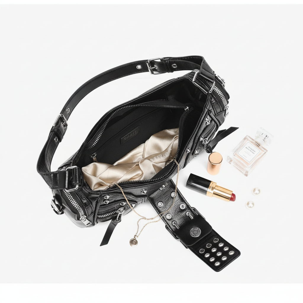 Sac Bandoulière Femme – Rivets & Boucle | Style Moto Rock Chic