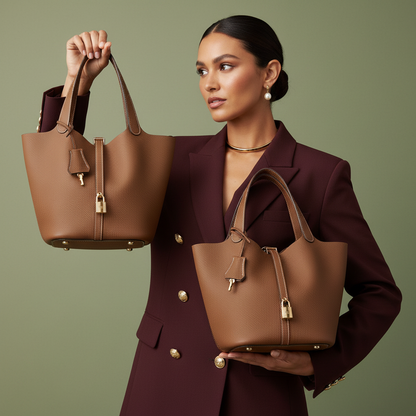 Latina bordeaux double sac marron camel