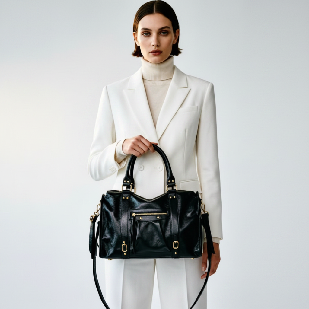 sac-cuir-PU-femme-coutures-détail-qualité-noir