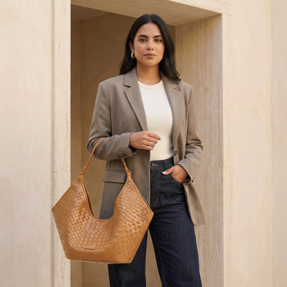 Sac Alba camel porté à la main