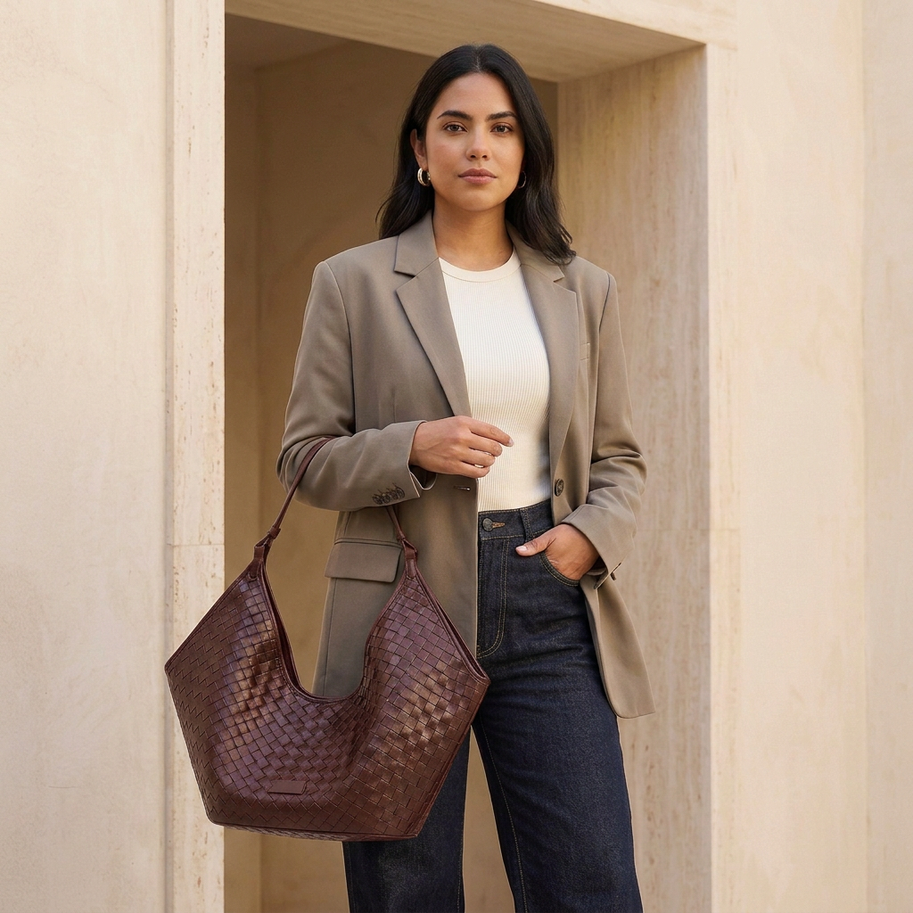 Sac Alba marron porté à la main