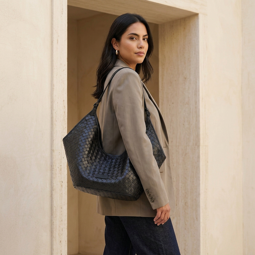 Sac Alba noir porté à l’épaule, vue de profil