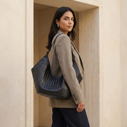 Sac Alba noir porté à l’épaule, vue de profil
