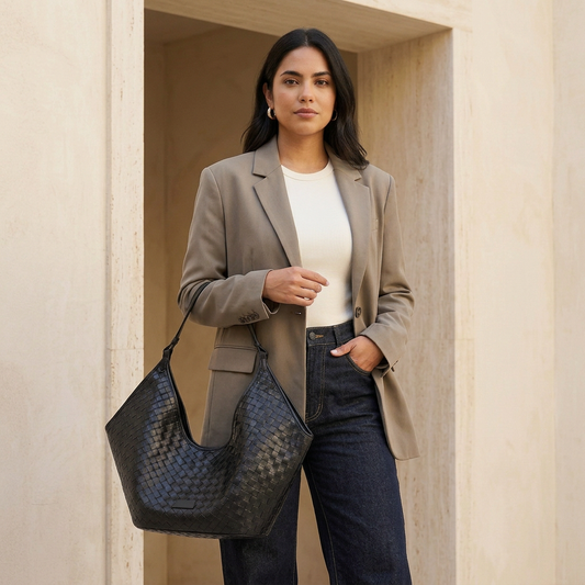 Sac Alba noir porté à la main