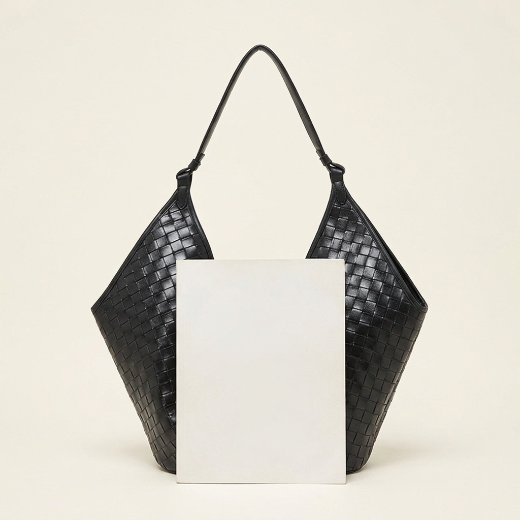 Sac Alba noir présenté derrière un magazine