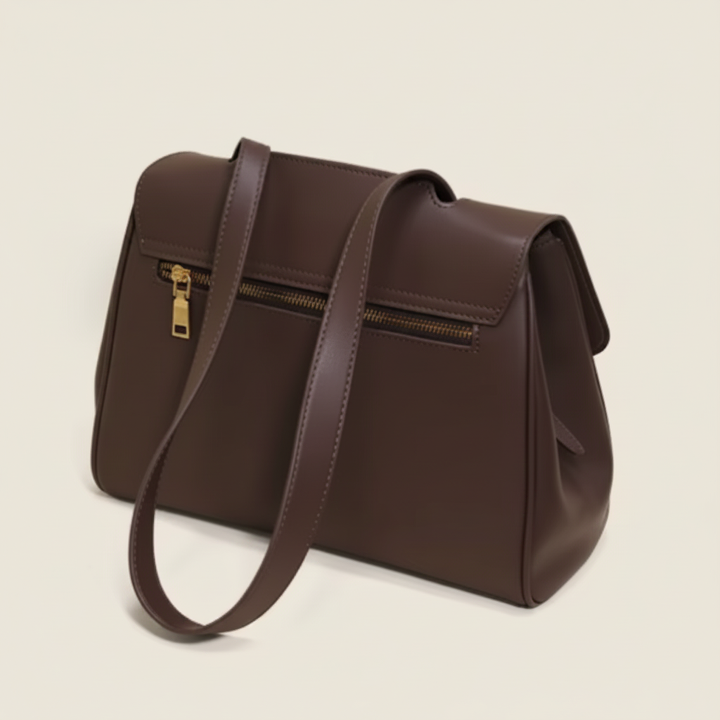 Sac bandoulière cuir café – vue 3/4 | Zana West