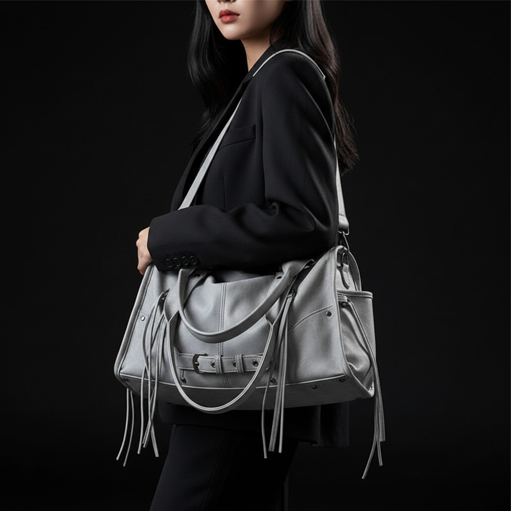 Campagne Luxe Port Épaule Sac Gris Zana West