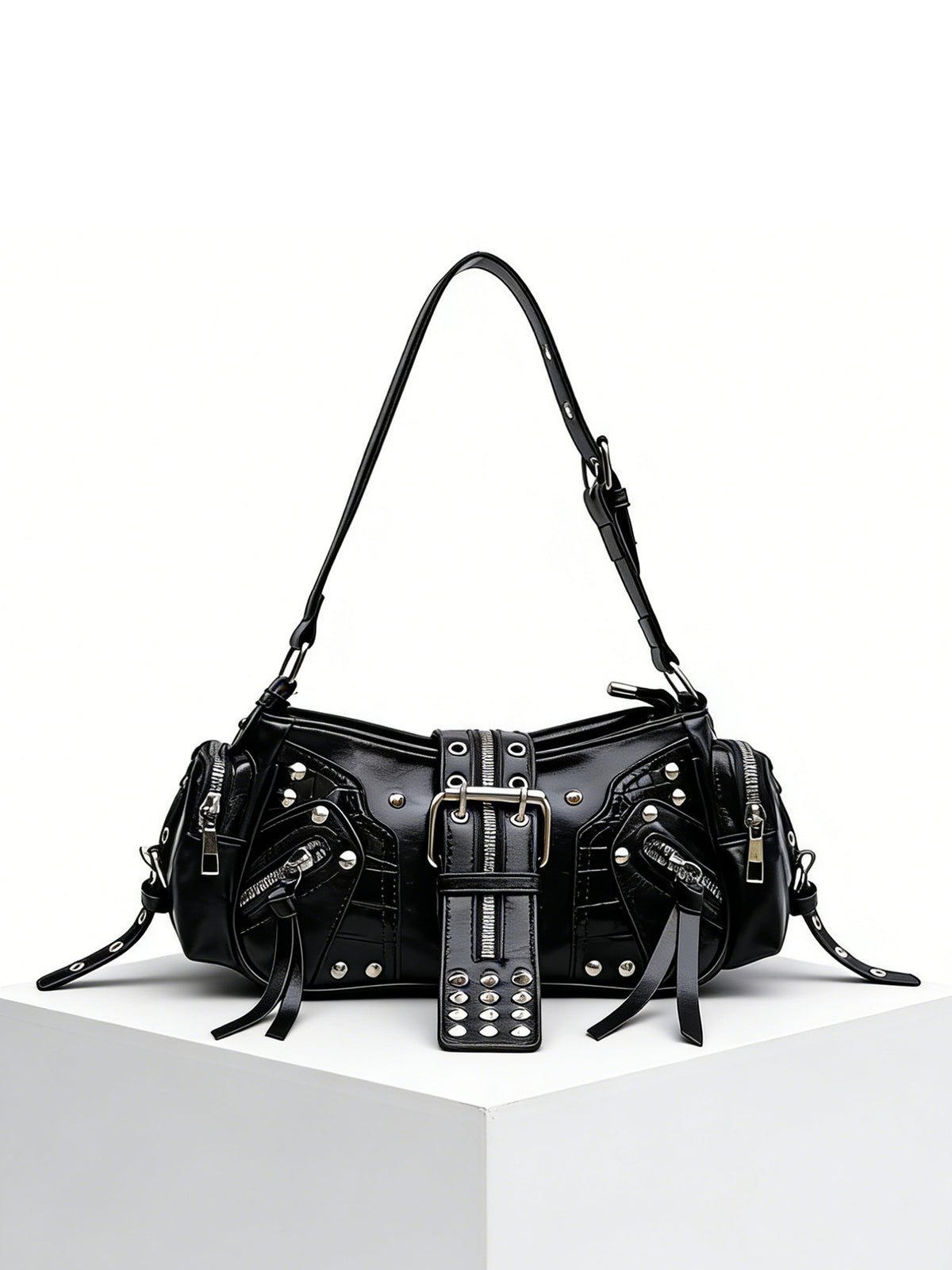 Sac Bandoulière Femme – Rivets & Boucle | Style Moto Rock Chic