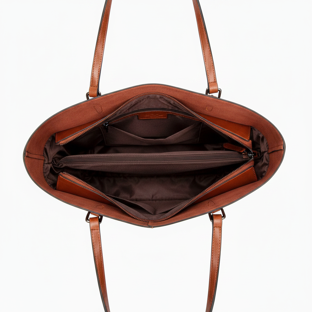 Sac cuir camel – intérieur vue 2 | Zana West