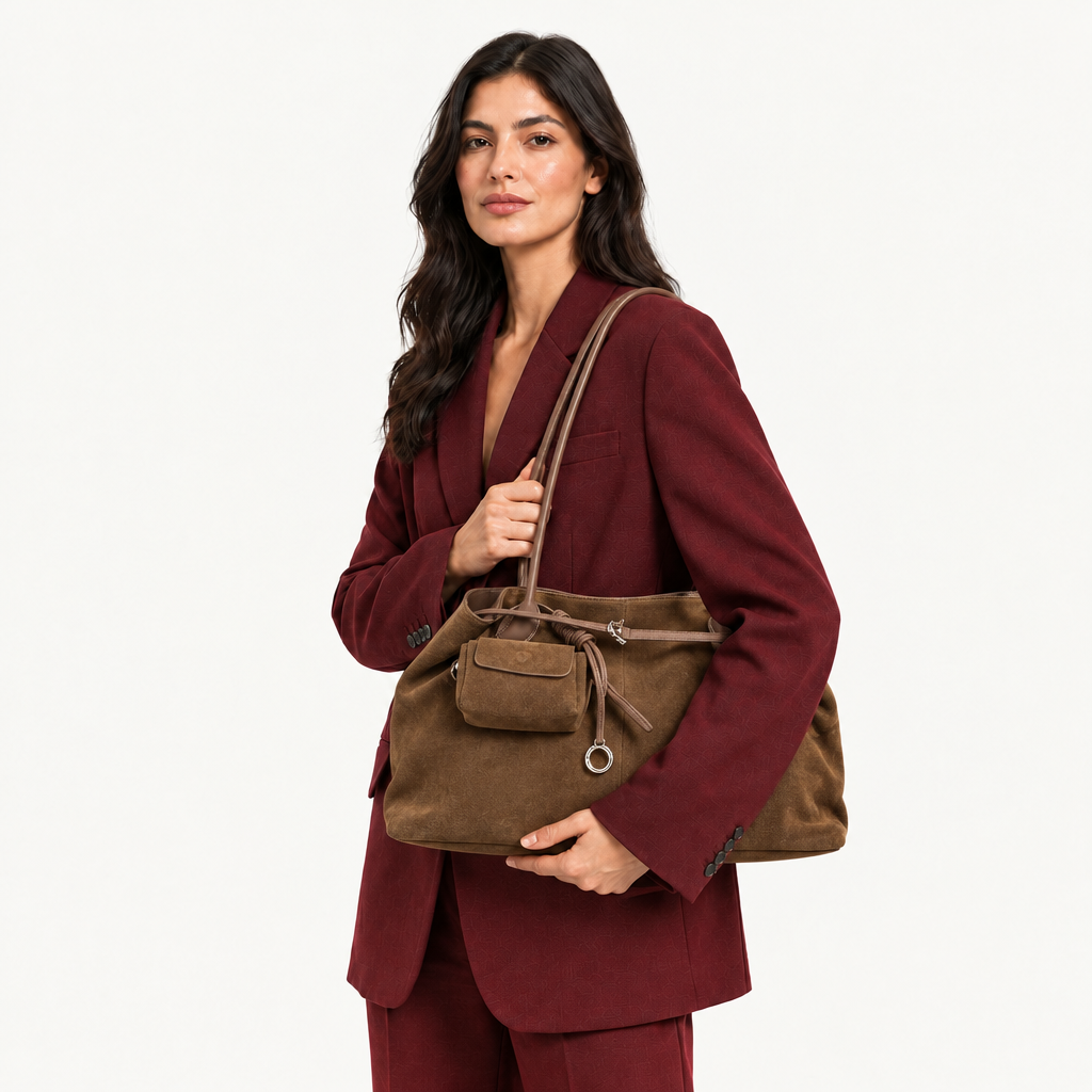 Sac marron porté par une femme latina