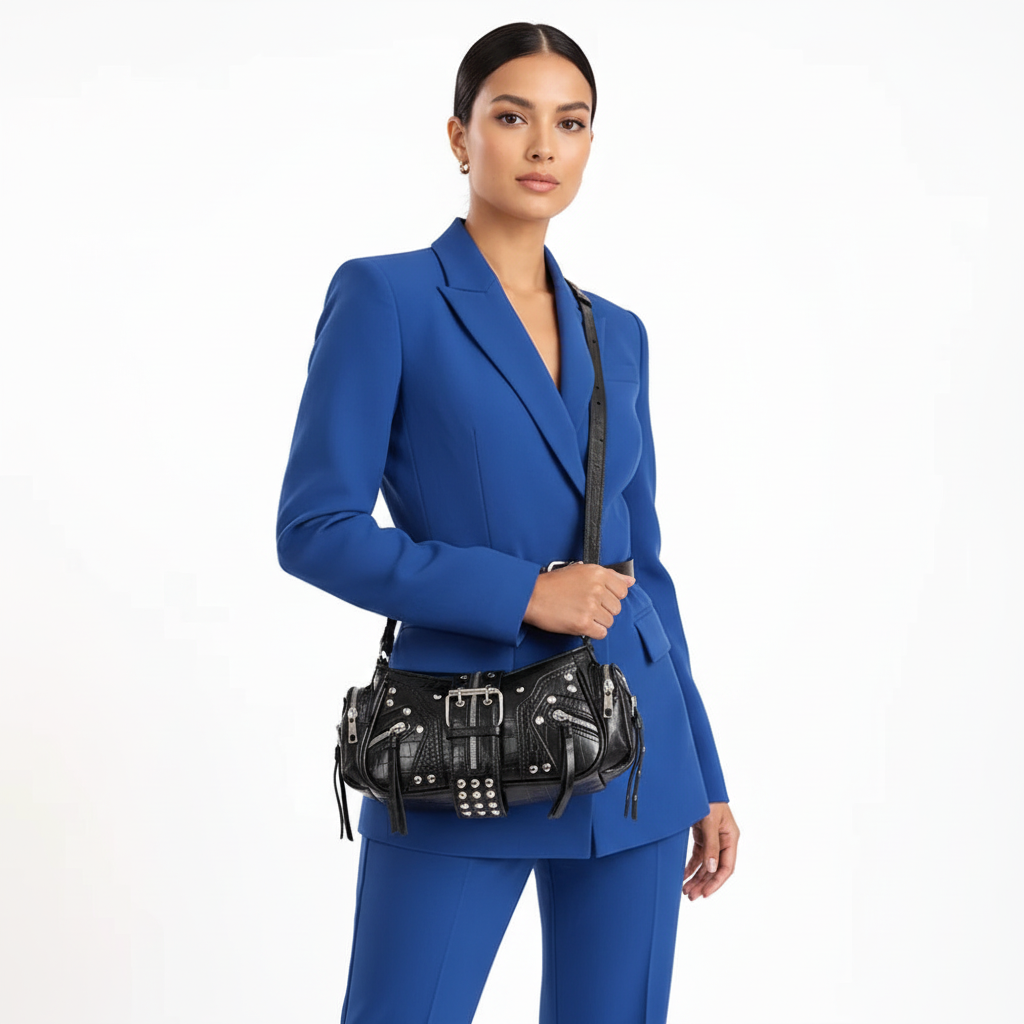 Sac Bandoulière Femme – Rivets & Boucle | Style Moto Rock Chic