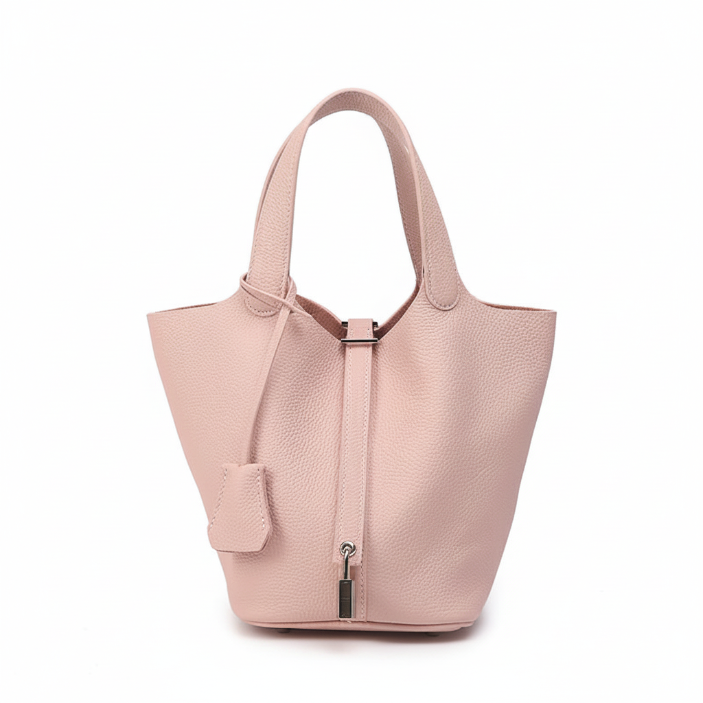 Sac seau blush cadenas doré même position